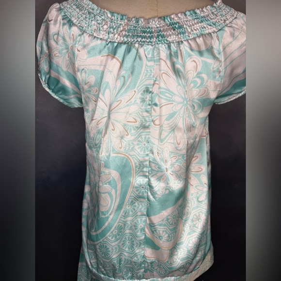 🌸 Beautiful Turquoise Floral Top by Takara – Size Medium 🌸 - Picture 5 of 9